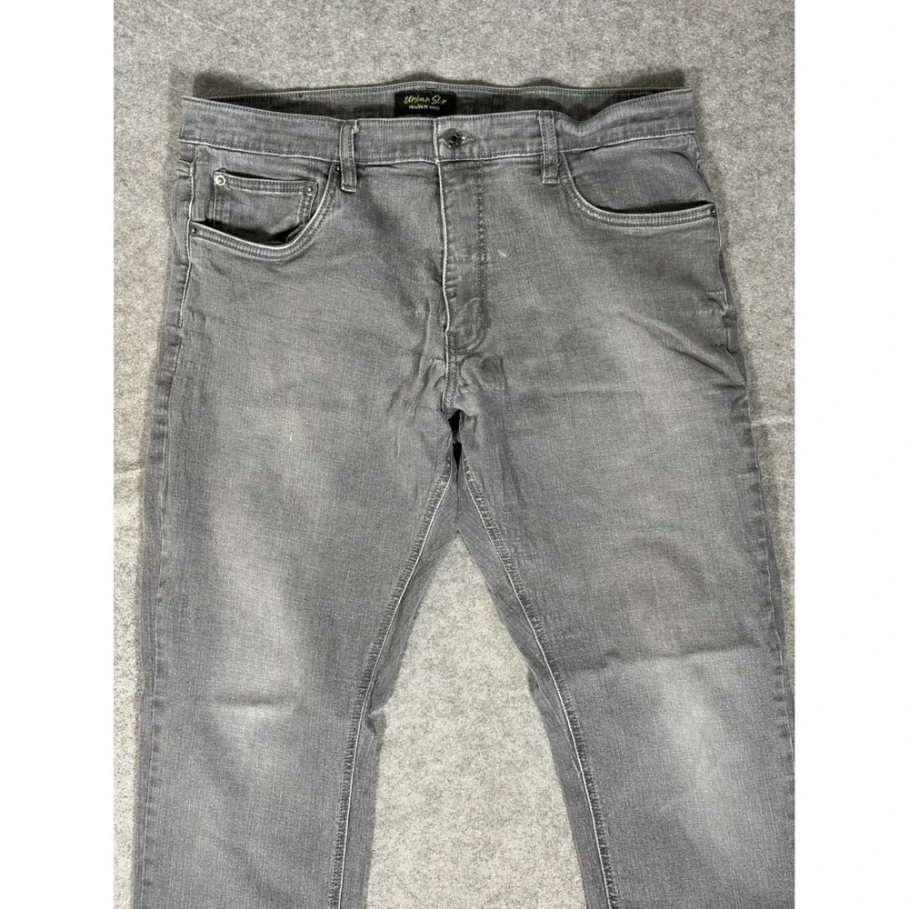 Urban Star Mens Gray Stretch Denim Jeans 38x30‎ Straight Leg 02518231US
